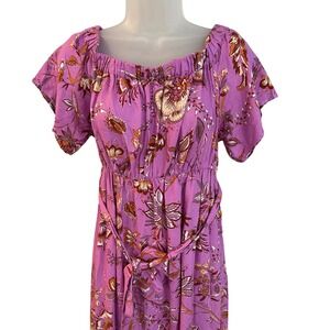 Isabel‎ Maternity Purple Pink Floral Maxi Dress Short Sleeve Empire Waist Small
